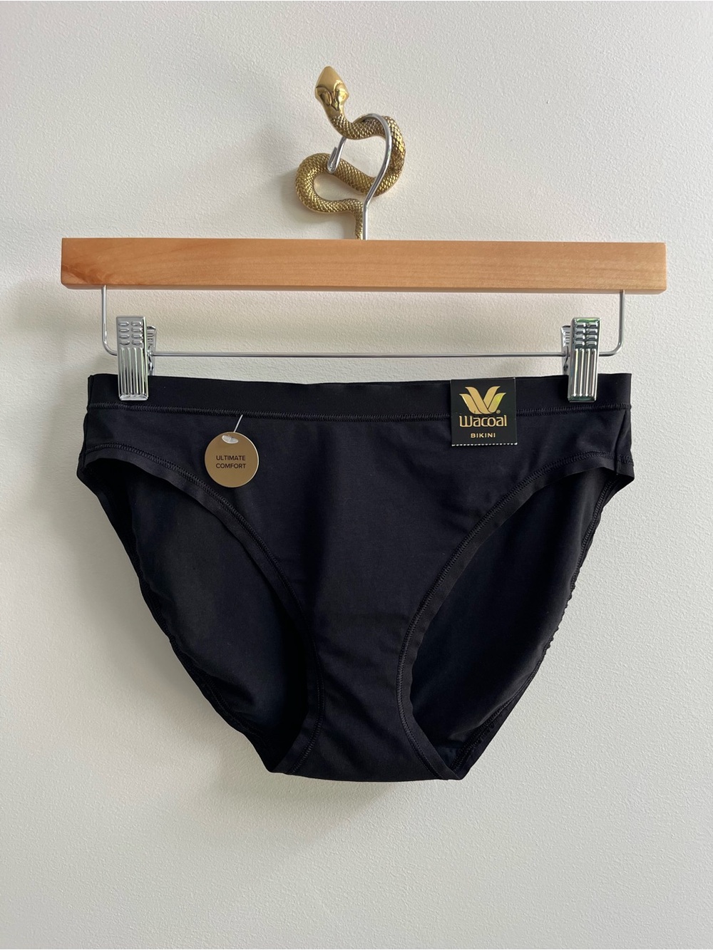 Wacoal NWT Understated Ultimate Comfort Supima Cotton Bikini Panties Black M